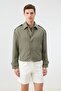 Khaki Boxy Fit Men's Coat - 4