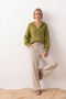 Women's Straight-Leg Double-Pocket Beige Linen Trousers - 3