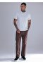 Men's Brown Linen Trousers – Comfortable Fit with Elastic Waist, Summer Casual Trousers with Piped Cuffs - 3