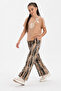 Girl's Striped Patterned Wide-Leg Pants Set, Casual Stylish Combination - 2