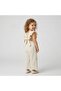 Girl's Cherry Patterned Linen Jumpsuit with Back Detail - 2
