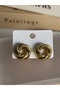Vip Gold Round Spiral Model Anti-Tarnish Steel Nail Earrings - 3