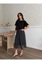 Women's Boat Neck and Asymmetrical Wearable Casual Blouse and Lined Polka Dot Chiffon Midi Skirt Dress