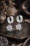 Silver Color Crystal Snowflake Detailed Dangle Hoop Earrings-Stainless Steel - 3