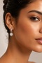 Silver Color Crystal Snowflake Detailed Dangle Hoop Earrings-Stainless Steel - 5