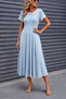 Women's Short Sleeve Round Neck White Stripe Detailed Midi Viscose Dress - 2
