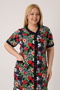 Women's Plus Size 100% Cotton Combed Fabric Buttoned Summer Dress / Black-Red 4180 - 4
