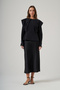 Half Zipper Tunic with Seated Waist Part 3012 Black - 3