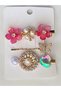 Brooch - Set of 3 Dark Pink Brooches with Flowers, Butterflies, Hearts and Pearl Details - 4
