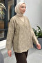 Jacquard Detailed Kimono Y0111 - Light Khaki - 3