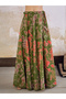 Green Tie and Dye Crop Top and Anarkali Skirt Co-Ords - 6