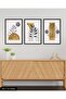 Gold Detailed Bohemian Art 3 Piece Wooden Framed Painting Act - 2