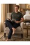 Men's Khaki Crew Neck 3-Button Chest Pocket Seasonal Cotton Lycra Short Sleeve Pocketed Pajama Set - 4
