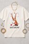 Women's Oversize T-Shirt Weekend Mood Printed White – Crew Neck, Comfortable Fit, 100% Cotton - 5