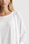 Women's white wrap cut loose blouse with pearl detail alc-x15533 - 3