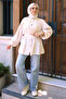 Beige Collared Pleated Waist Tie Shirt - 3