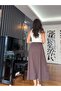 Brown Elastic Waist Long Skirt - 6