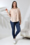 Forshe Women's Oversize Shirt with Button Detail on the Sides Mink For71043 - 7