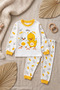 Chick Patterned Cotton Children's Pajama Set Unisex Comfortable Fit Yellow White