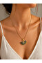 Gold Navy Blue Fan-Shaped Necklace – Stylish Women's Necklace with Adjustable Chain - 2