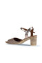 Gray Leather Women's Heeled Sandals - 4