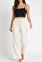 Bürümcük Fabric Elastic Waist Loose-Fit Trousers – Ecru Comfortable Cut Casual Elegance