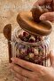 Acacia Wood Heart Lid Glass Jar with Spoon 460 ml - Slotted Spice Container - 3