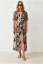 Women's Camel Khaki Buttoned Belted Maxi Viscose Shirt Dress Elb-19002382 - 2