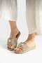 Open Front Bow Tie Detail Straw Knit Women's Slippers Beige - 2