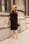 Plus Size Black Dress with Tulle Detail - 7