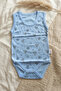 Baby Light Blue Nautical Patterned Sleeveless 100% Cotton Snap-On Bodysuit - Marine Series - 3