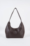 Women's Delicate Bitter Brown Medium Size Suede Zipper Closure Handbag and Shoulder Bag