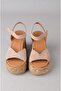Seç 4036 Genuine Leather Padded Heel Sandals (Heel Height: 9 Cm, Platform: 3 cm) Mink Suede - 3