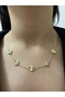 Vip Premium Jeweler's Silver Color 5-Piece Flower-Figured Steel Gold Necklace Set of Five