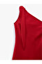 Bridal One Shoulder Tie Detail Sleeveless Satin Mini Evening Dress - 5