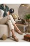 Mink Knitted Women's Ballerina Shoes Casual Summer Buckle Mesh Ballerina Shoes - 2