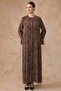 Zipper Closure Leopard Patterned Silk Cupra Robe Brown 6867 - 3