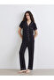 Lcw Dream Black Shirt Collar Women's Pajama Set