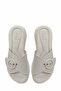 Women's Beige Daily Slippers with Buckle and Cross Straps, Thick Comfortable Sole - 6