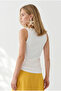 Women's Ecru Double Layer Lace Detailed Thick Strap Blouse Blz-19003382 - 5
