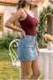 Raya Torn Detailed, 40 cm Length, Lycra Women's Denim Skirt - Blue - 2