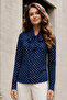 Scarf Polka Dot Shirt B20391 Navy Blue - 4