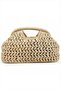 Women's Beige Straw Bag with Natural Hand-Knitted Chain Strap for Summer