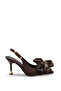 Brown Satin Bow Detailed Stiletto Pointed Toe Heeled Shoes - 2