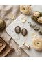 Bronze vintage women's earrings authentic copper jewelry tiny pearl embellished oval design - 5