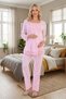 New Season Pink Elegant Lace Detailed Design Long Sleeve 100% Cotton Maternity Pajama Set - 4