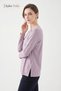 Women's Powder Lily Pattern Collar and Sleeves Embroidered, Stoned Mother Combed Cotton Blouse - 2