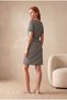 Women's Regular Fit V-Neck Short Sleeve Black, White Striped Viscose Blend Mini Dress Kelly - 6