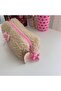 Plush Pen Holder & Makeup Bag with Bow Detail – Powder Pink Lining - 3