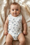 Baby Mariner Series Anchor and Sailboat Patterned 100% Cotton Sleeveless Bodysuit - Cream - 2